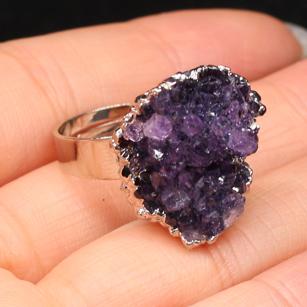 Bague en pierre naturelle en améthyste brute - Eclat de Pierre