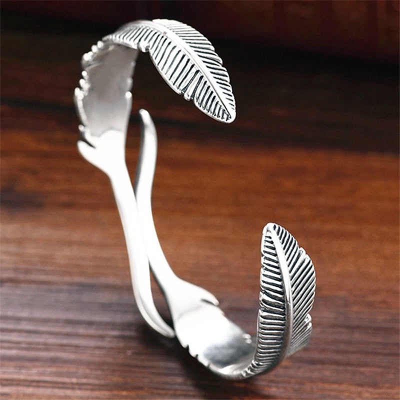 Bracelet tibétain plume argentée - Eclat de Pierre