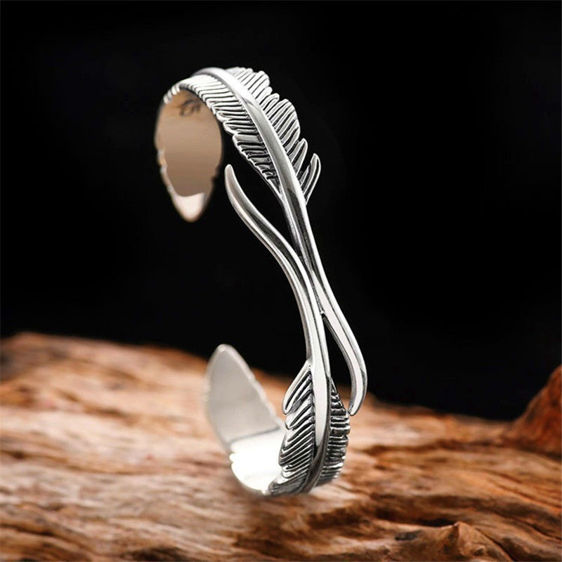 Bracelet tibétain plume argentée - Eclat de Pierre