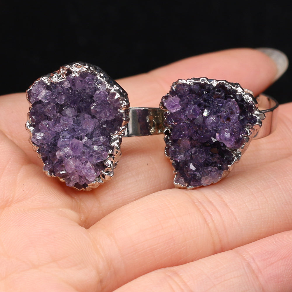 Bague en pierre naturelle en améthyste brute - Eclat de Pierre