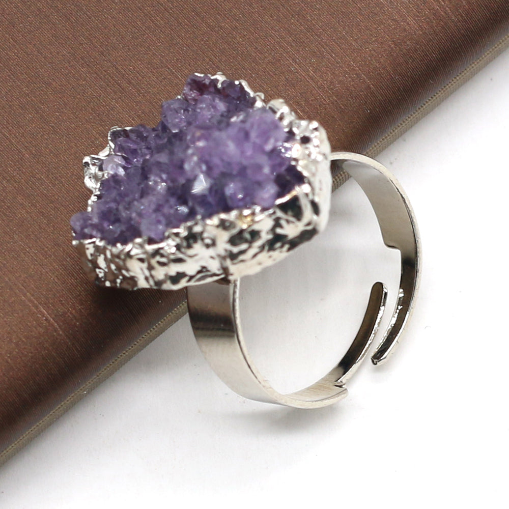 Bague en pierre naturelle en améthyste brute - Eclat de Pierre