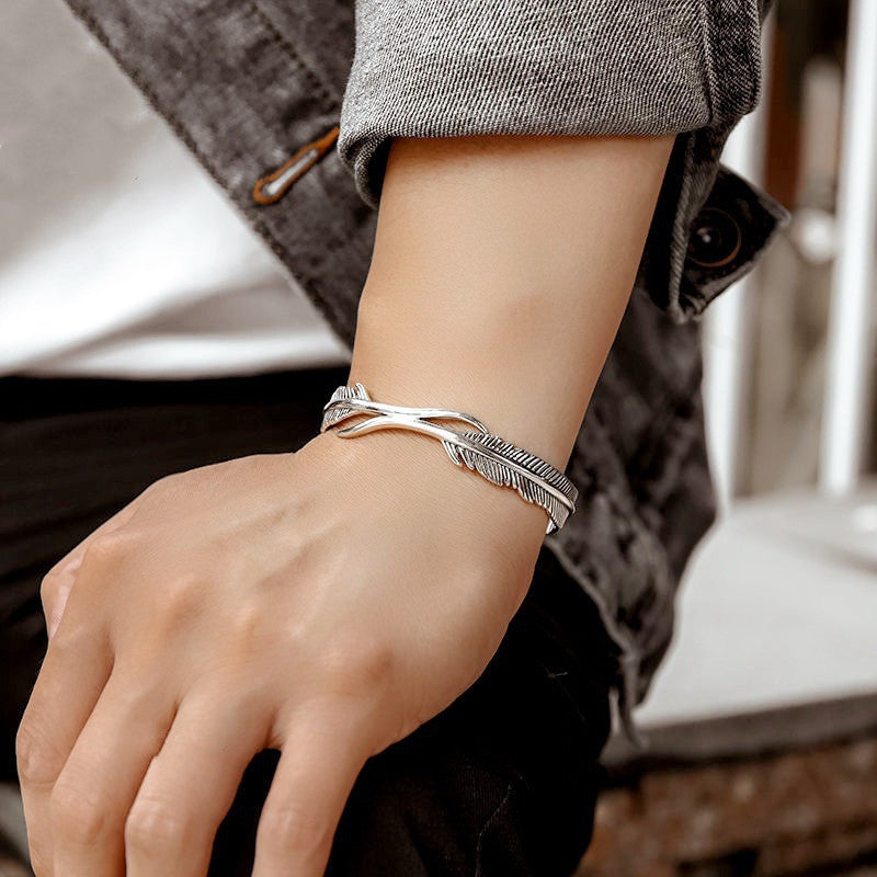 Bracelet tibétain plume argentée - Eclat de Pierre