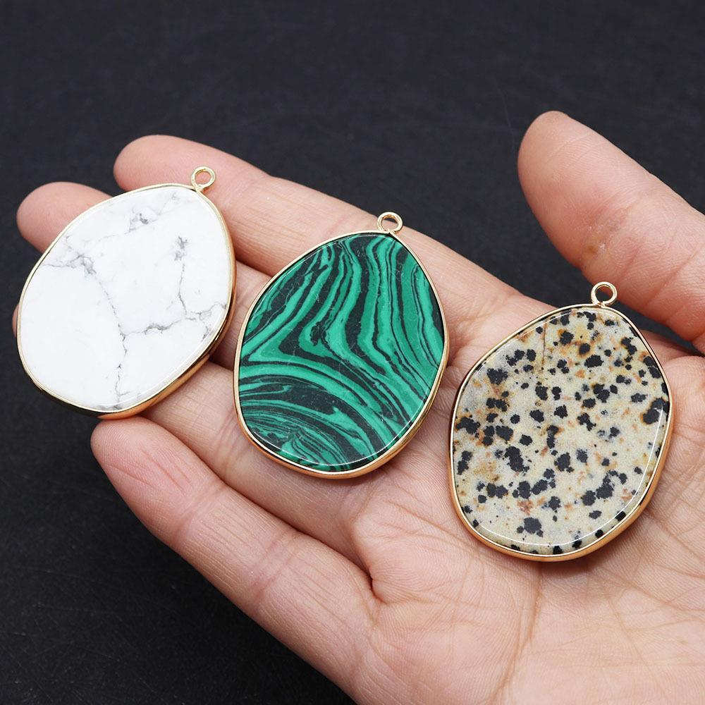 Natural stone irregular white turquoise edge single-hole pendant