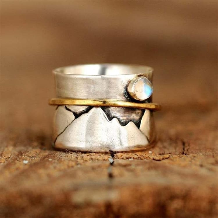 Bague vintage l'appel des sommets en pierre de lune - Eclat de Pierre