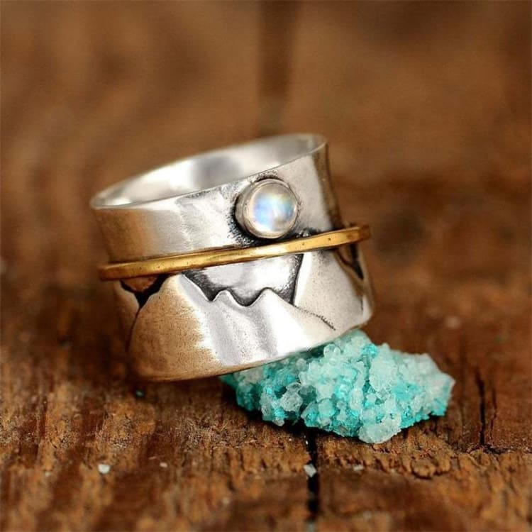 Bague vintage l'appel des sommets en pierre de lune - Eclat de Pierre