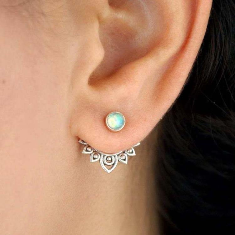 Boucle d'oreille vintage Fleur de Lotus