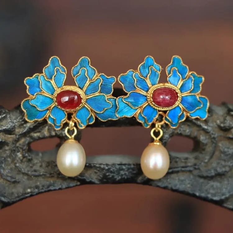 Boucles d'oreilles vintage ' La beauté de la fleur de pivoine '