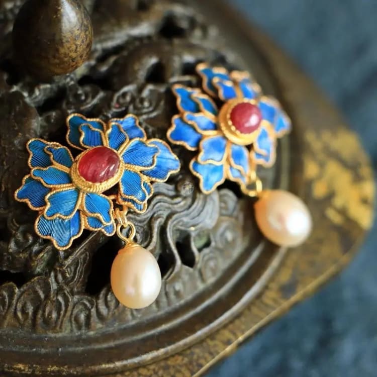Boucles d'oreilles vintage ' La beauté de la fleur de pivoine '