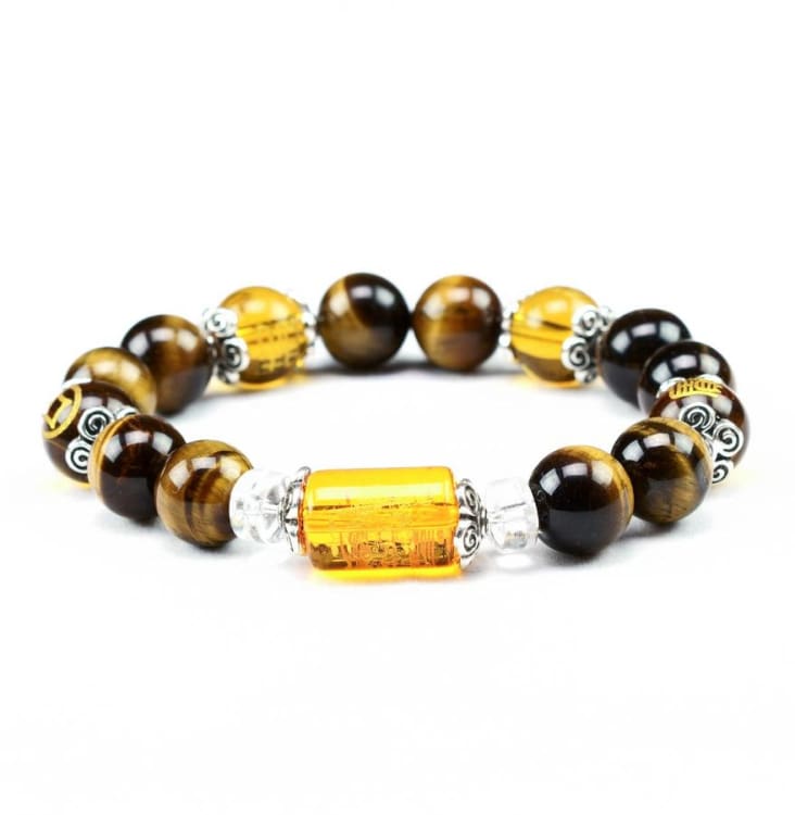 Bracelet de 6 mantras en oeil de tigre - Eclat de Pierre