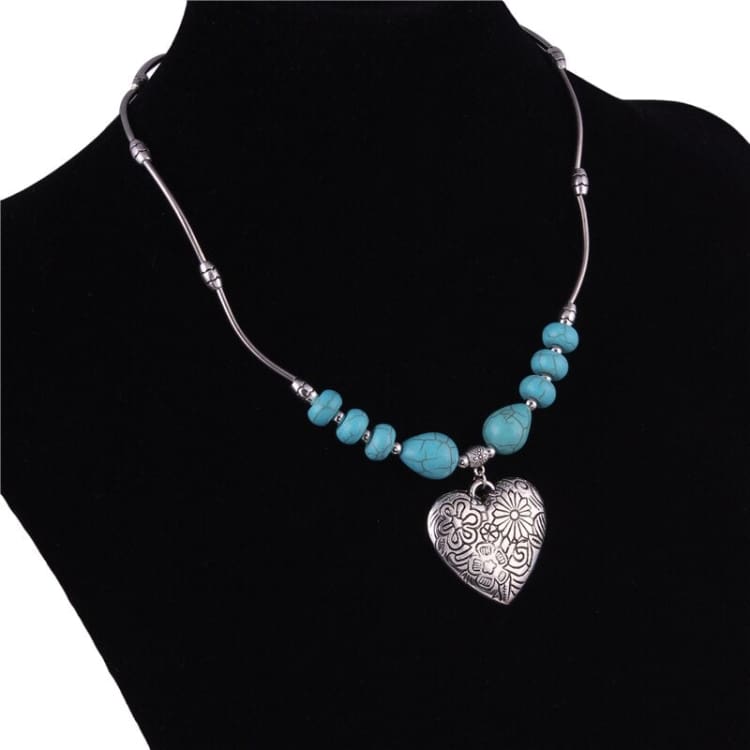 Collier en turquoise - L'amour gravé