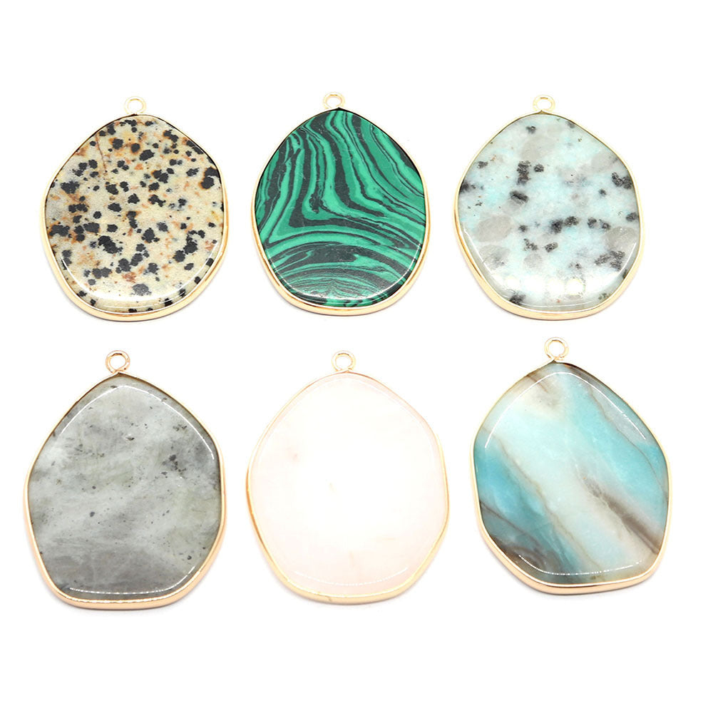 Natural stone irregular white turquoise edge single-hole pendant