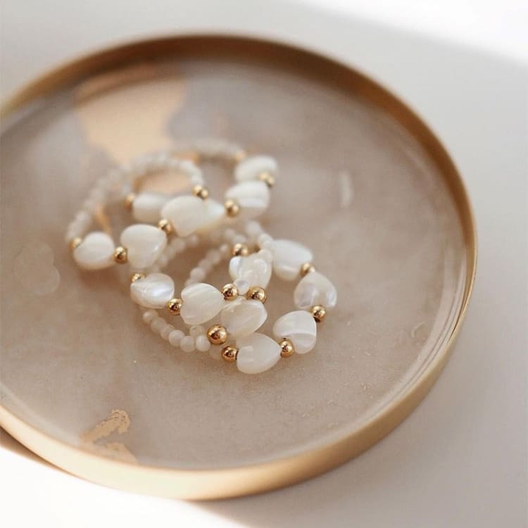 Trio de Bagues en Perles et Rhodochrosite