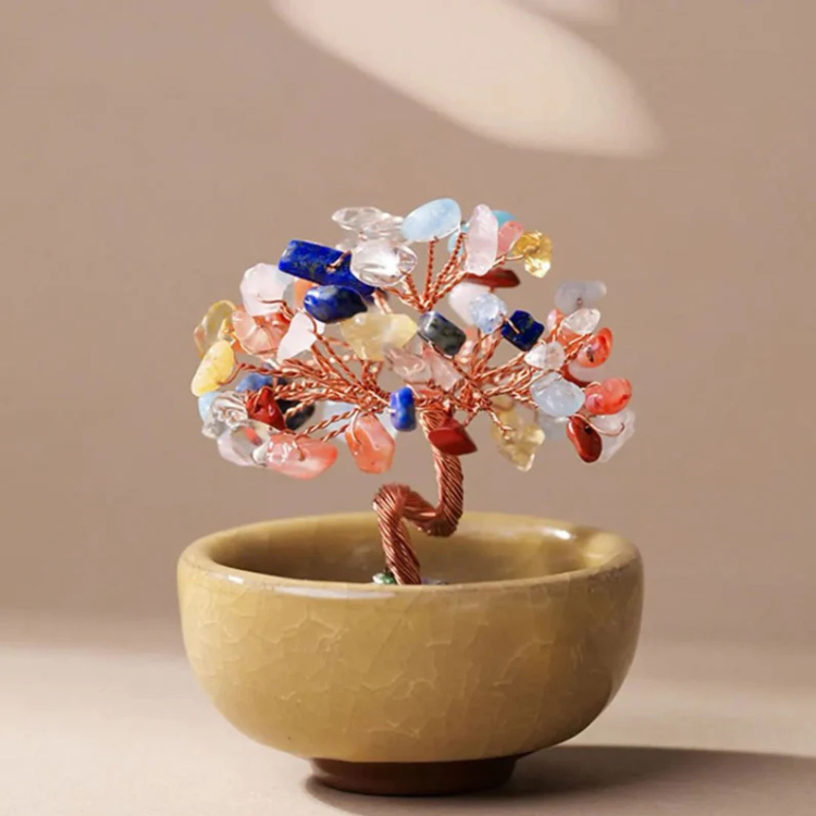 🌿 Arbre de Vie en Pierres Naturelles – Lapis-Lazuli & Amazonite