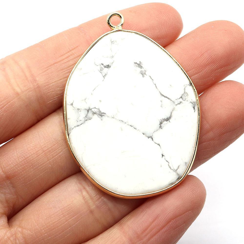 Natural stone irregular white turquoise edge single-hole pendant
