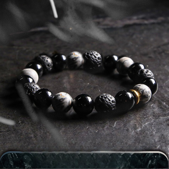 Bracelet pierre de lave naturelles pour homme