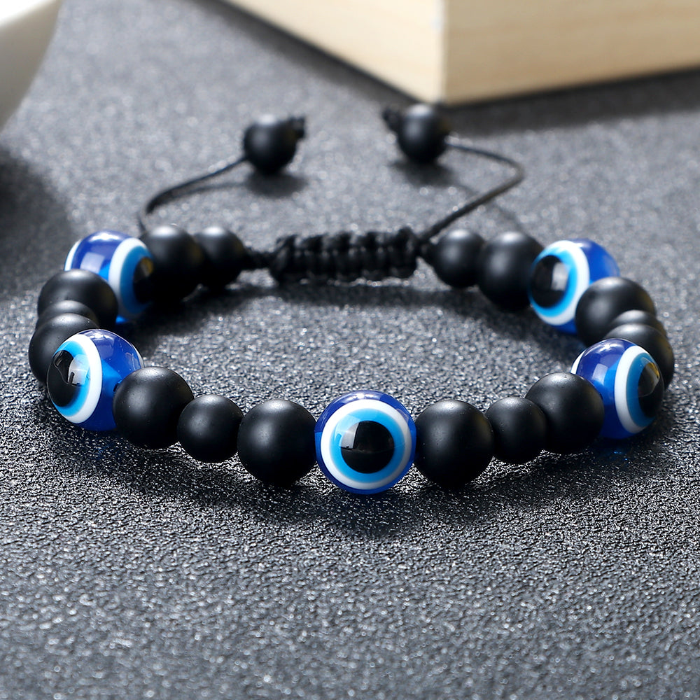 Bracelet pierre de lave oeil protecteur