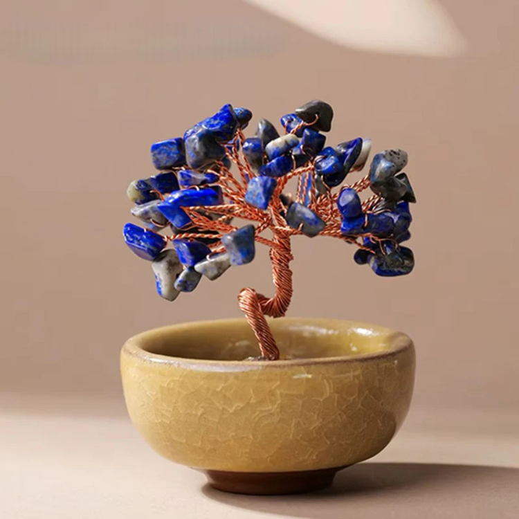 🌿 Arbre de Vie en Pierres Naturelles – Lapis-Lazuli & Amazonite