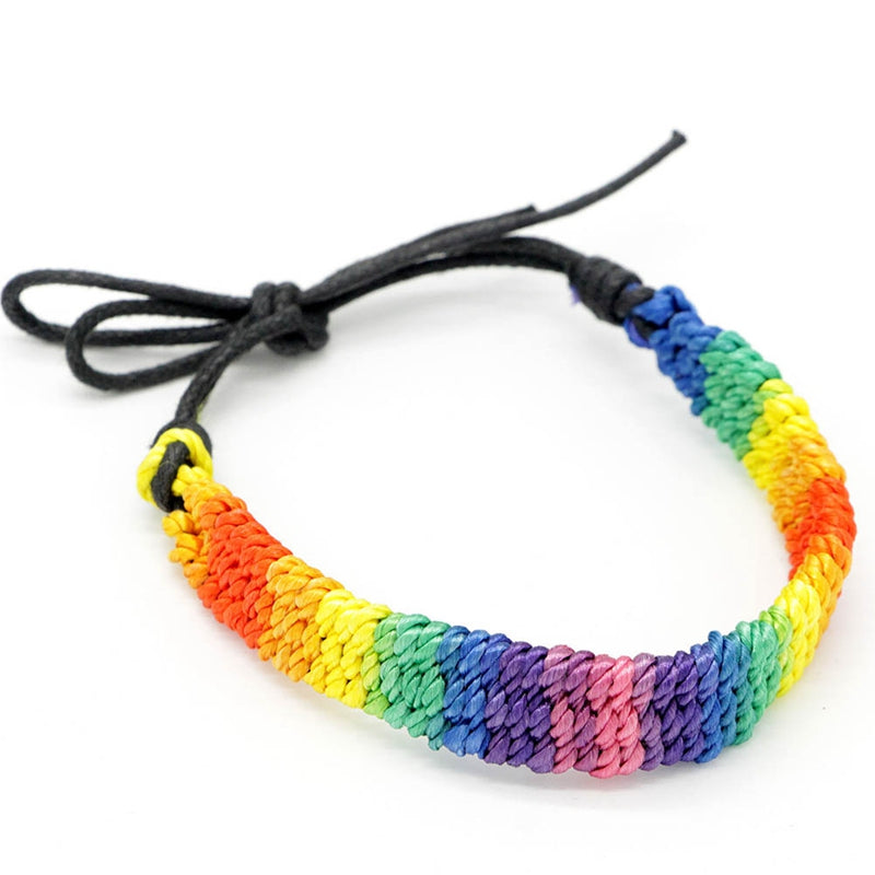 Bracelet brésilien en corde tressée en arc-en-ciel