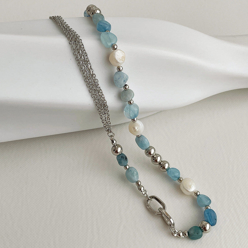Collier en pierre naturelle et cristal bleu