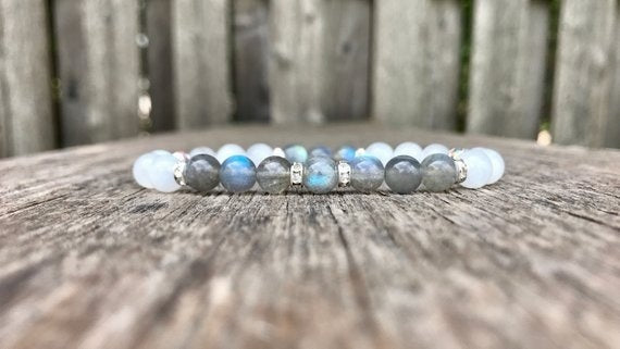 Bracelet pierre de lune et labradorite