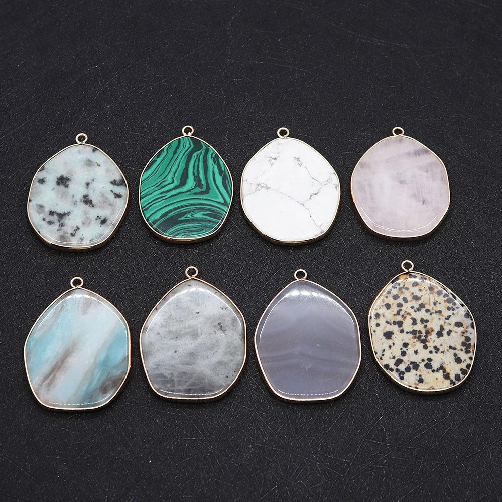 Natural stone irregular white turquoise edge single-hole pendant