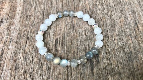 Bracelet pierre de lune et labradorite