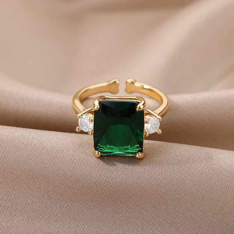 Bague en pierre naturelle en zircon vert pour femmes