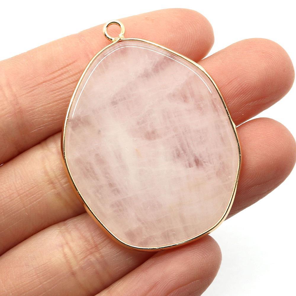 Natural stone irregular white turquoise edge single-hole pendant
