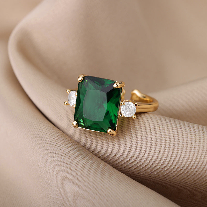 Bague en pierre naturelle en zircon vert pour femmes