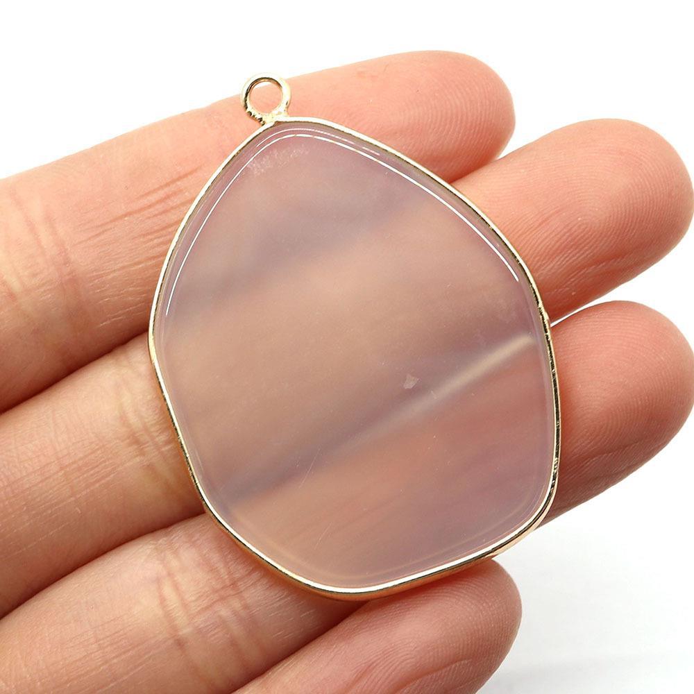 Natural stone irregular white turquoise edge single-hole pendant
