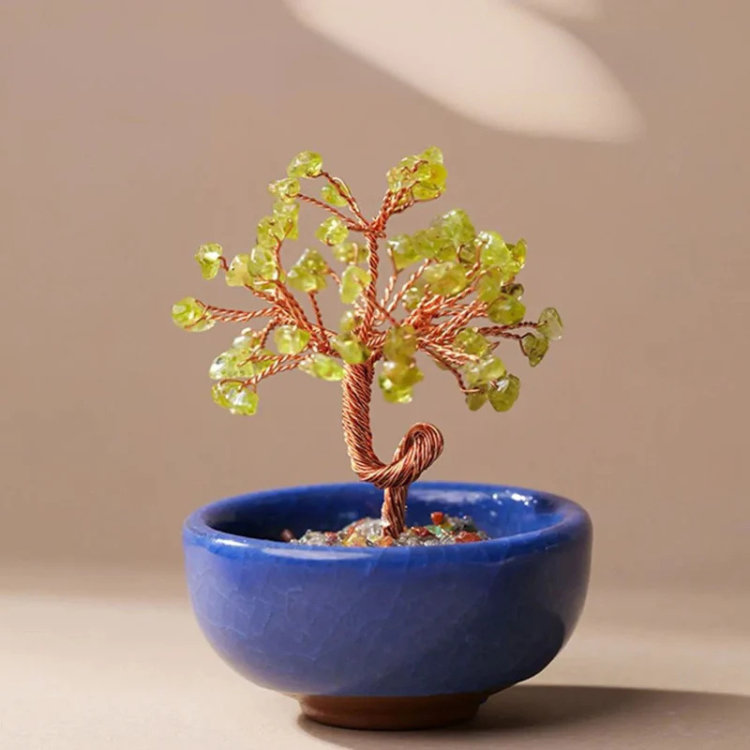 🌿 Arbre de Vie en Pierres Naturelles – Lapis-Lazuli & Amazonite