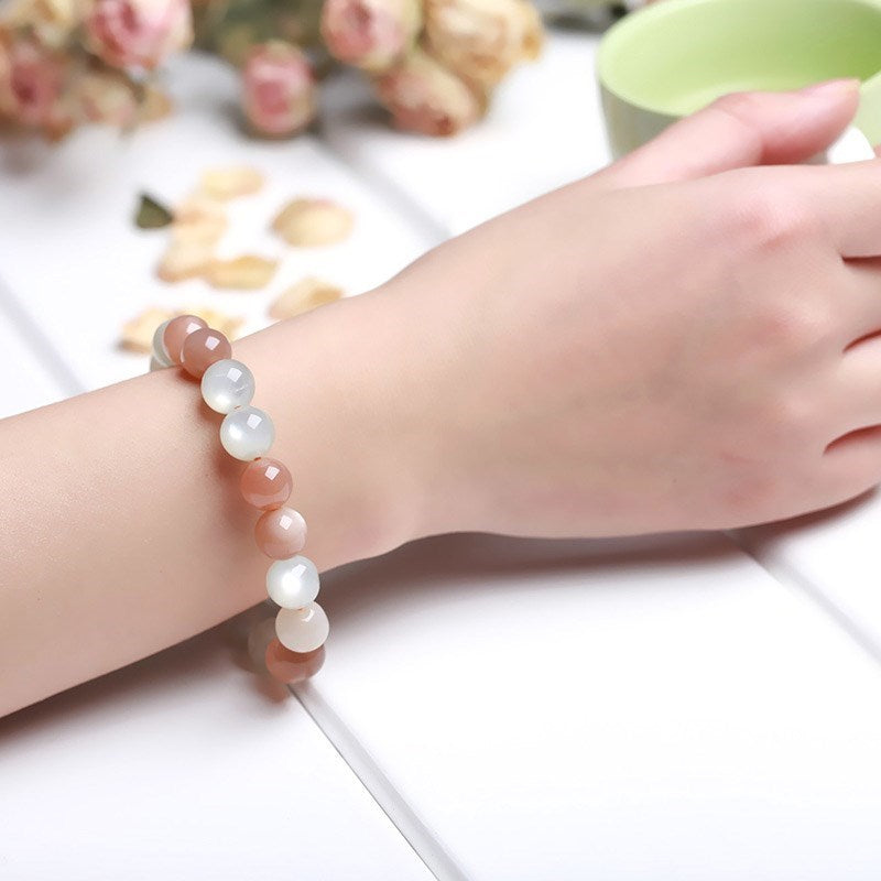 Bracelet pierre de lune colorée naturelle pour femmes