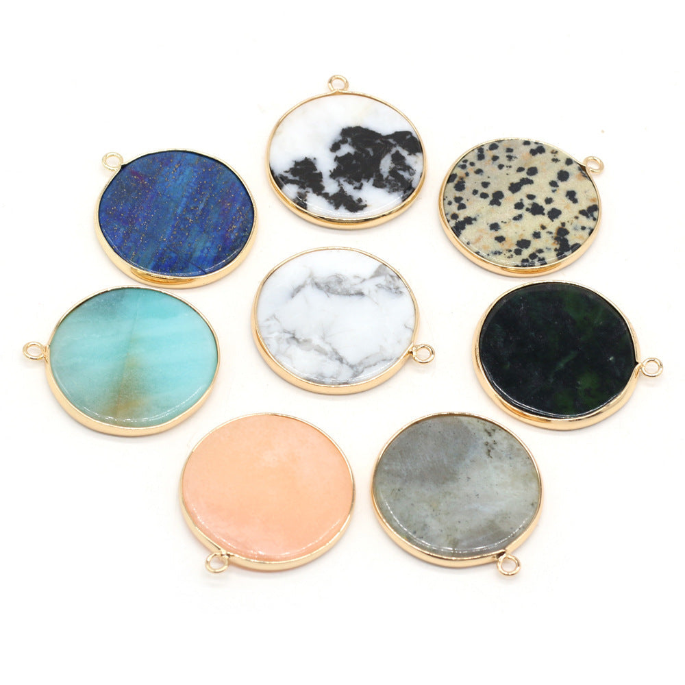 Natural round gold-plated edge black agate powder Dongling blue gold pendant