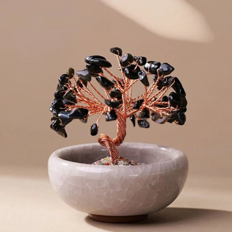 🌿 Arbre de Vie en Pierres Naturelles – Lapis-Lazuli & Amazonite