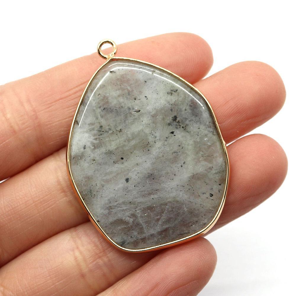 Natural stone irregular white turquoise edge single-hole pendant
