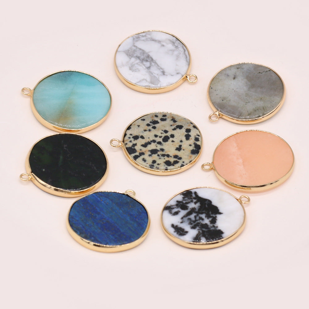 Natural round gold-plated edge black agate powder Dongling blue gold pendant