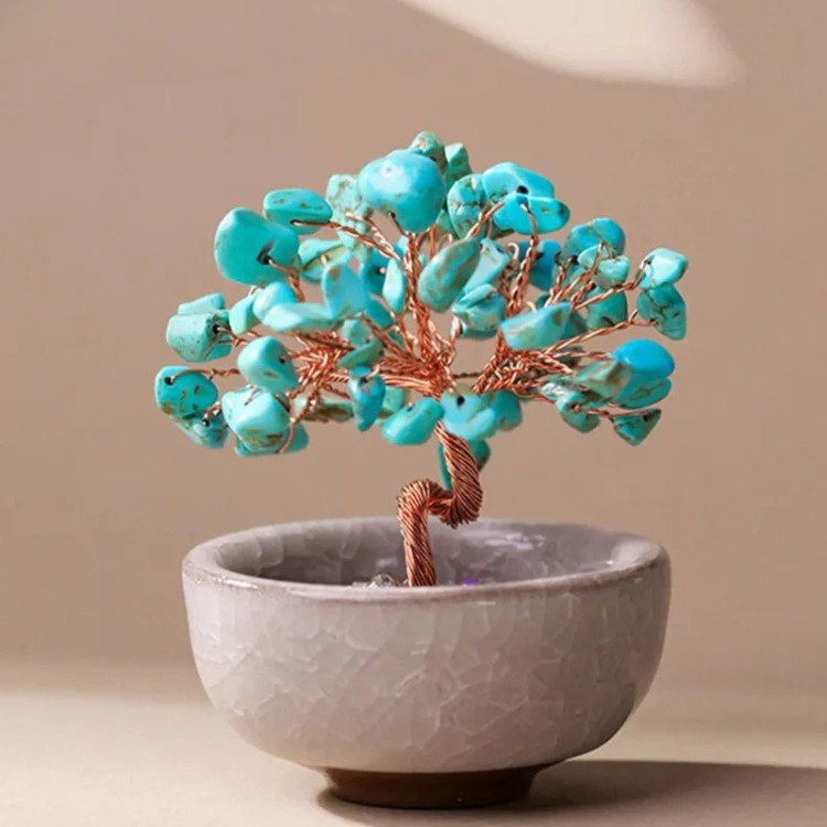 🌿 Arbre de Vie en Pierres Naturelles – Lapis-Lazuli & Amazonite