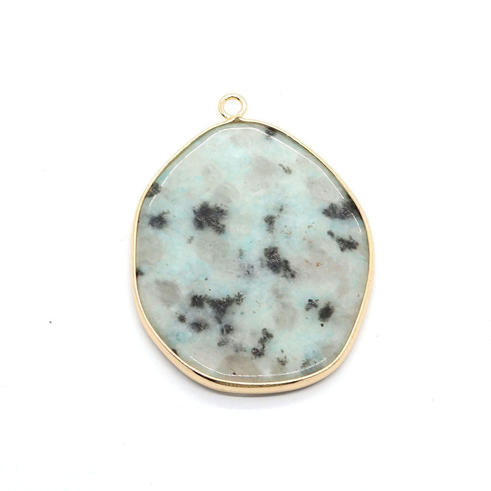 Natural stone irregular white turquoise edge single-hole pendant