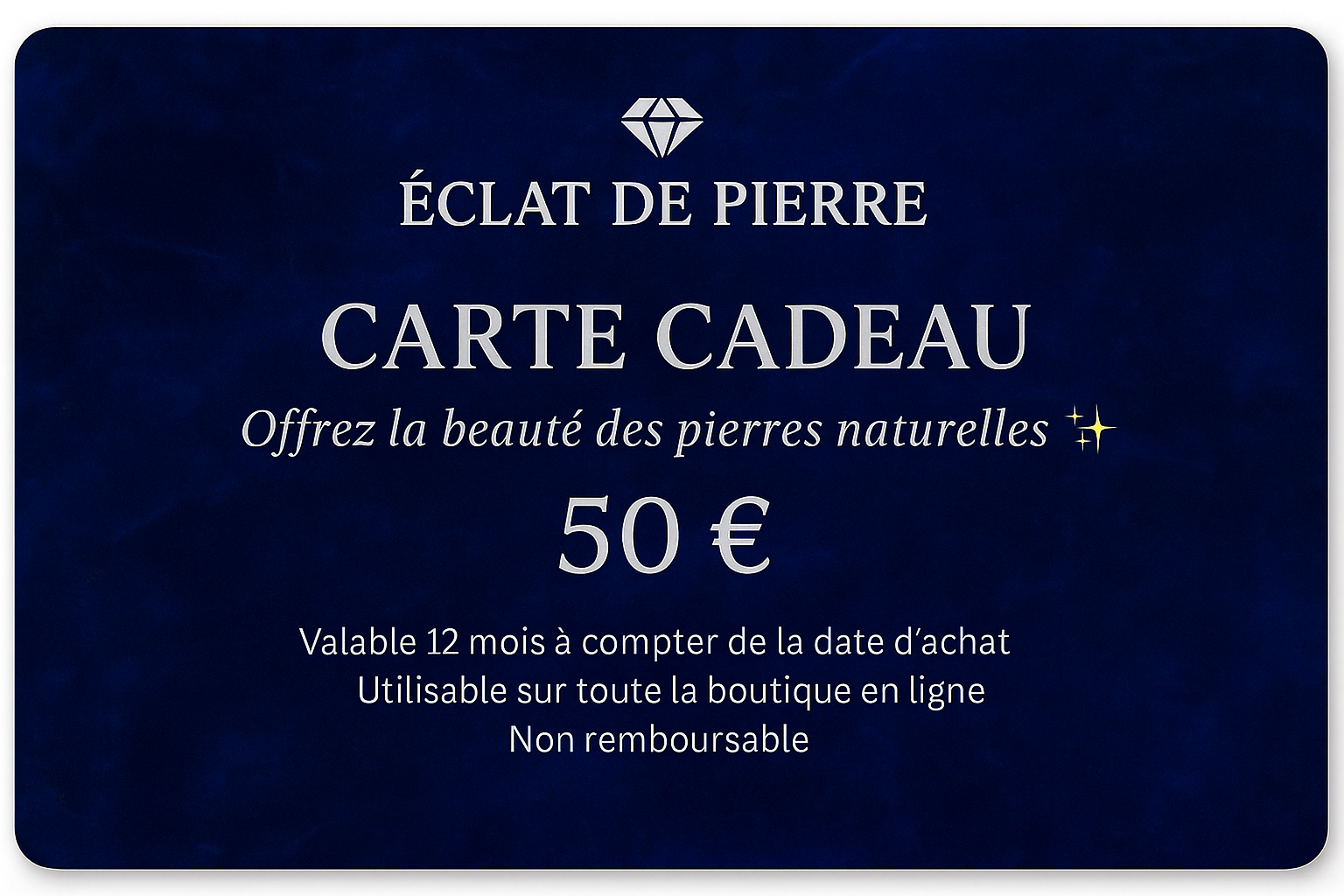 Carte Cadeau Éclat de Pierre – 50 € (Version Numérique)