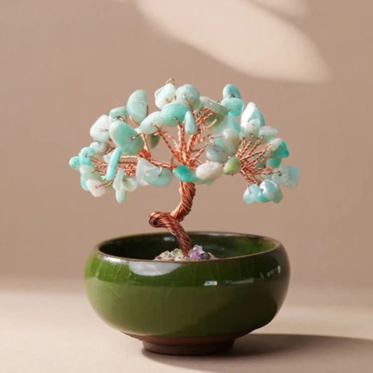 🌿 Arbre de Vie en Pierres Naturelles – Lapis-Lazuli & Amazonite