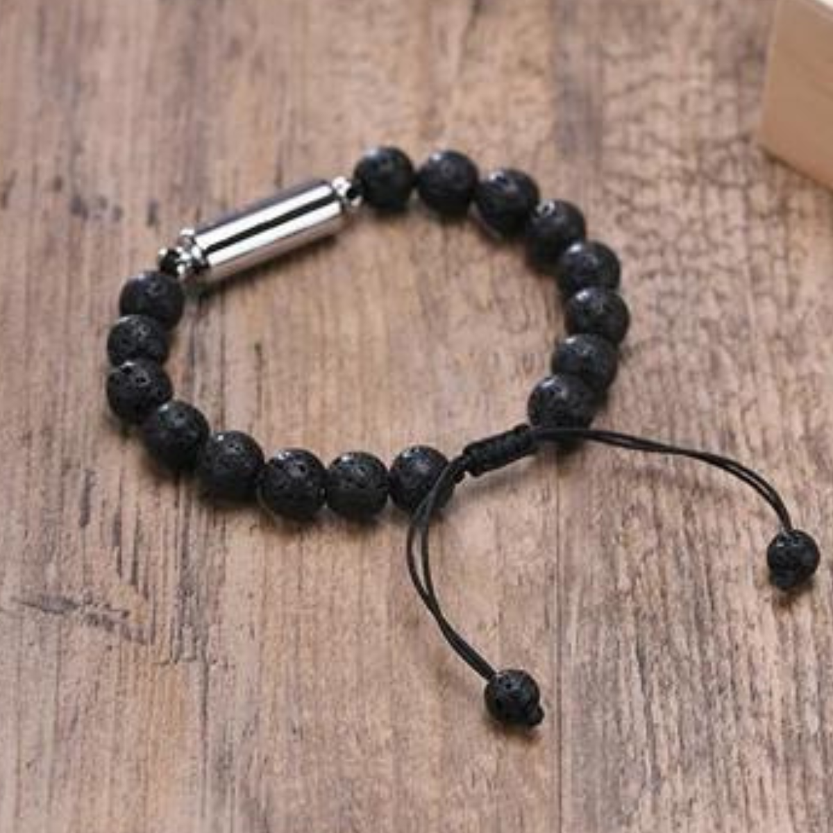 Bracelet perles homme en pierre de lave