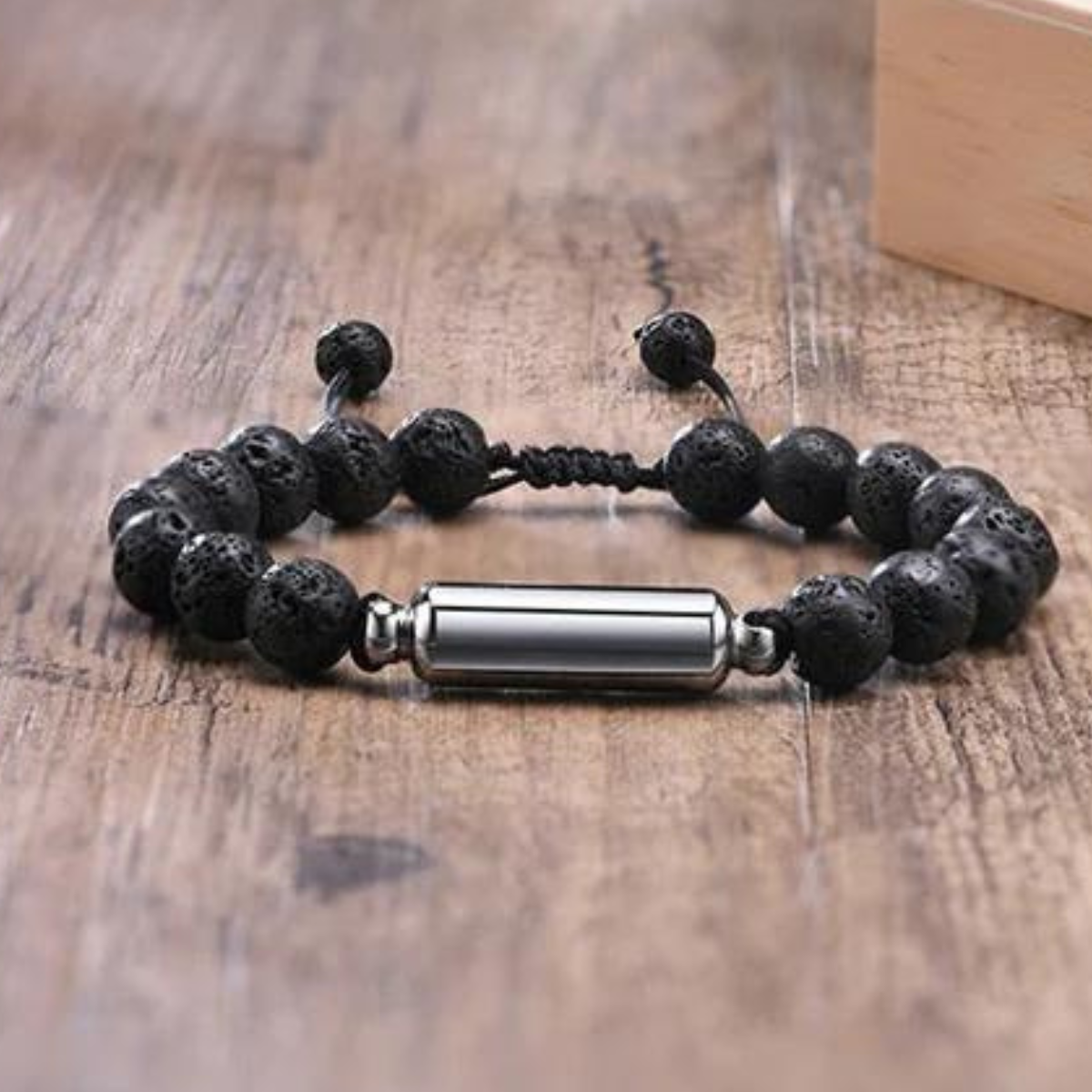 Bracelet perles homme en pierre de lave