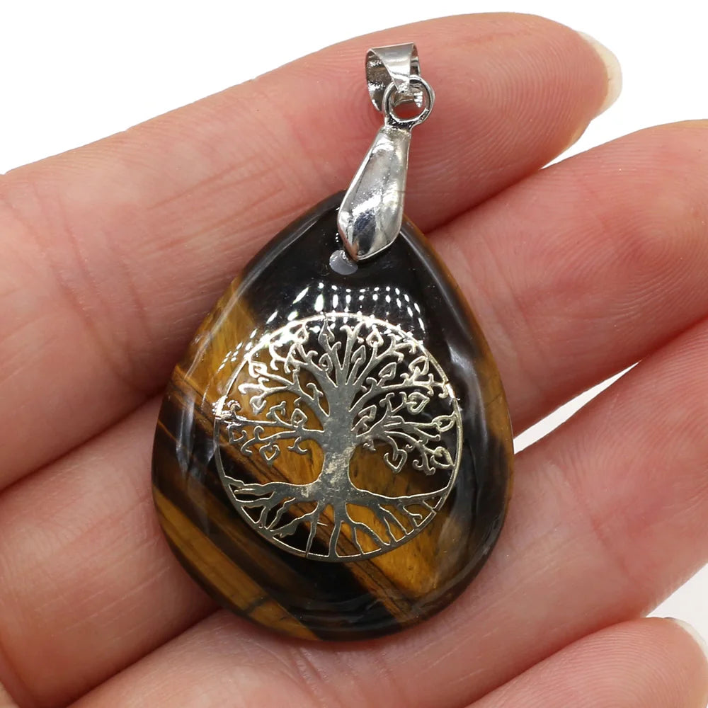 Pendentif en Pierre Naturelle - Sept Chakras