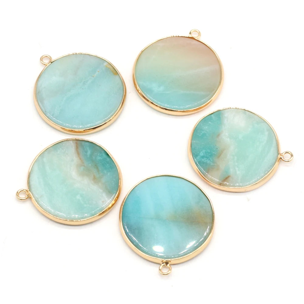 Pendentif Rond en Amazonite Naturelle