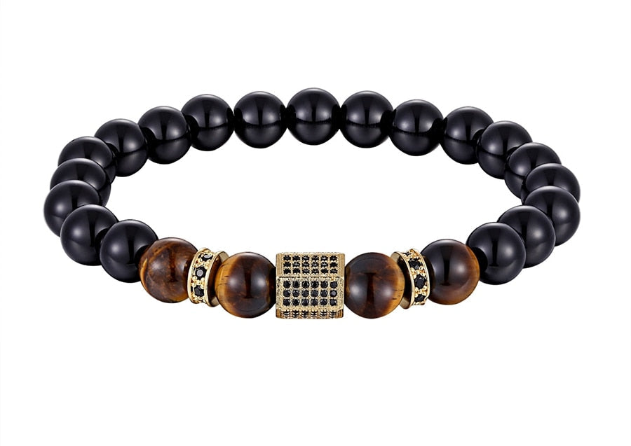 Bracelet perles homme en pierre Onyx