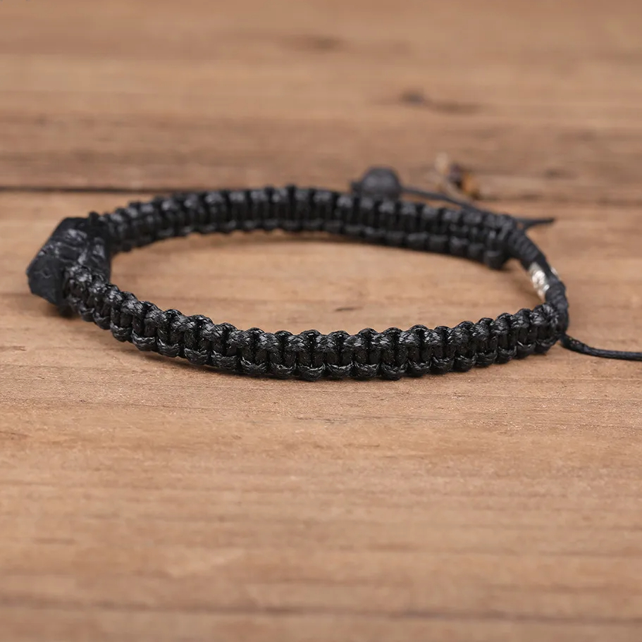 Bracelet lacé avec pierre de tourmaline de style bohème