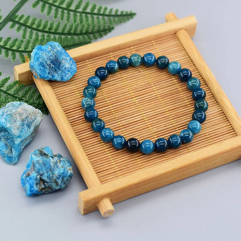 Bracelet en perles d'apatite bleue