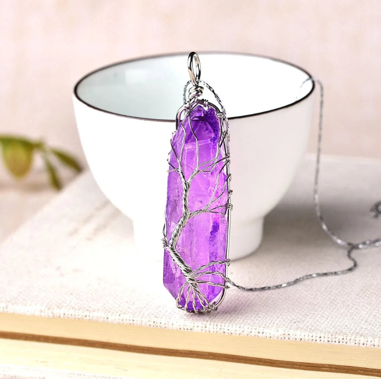 Pendentif Arbre de Vie en Améthyste Naturelle