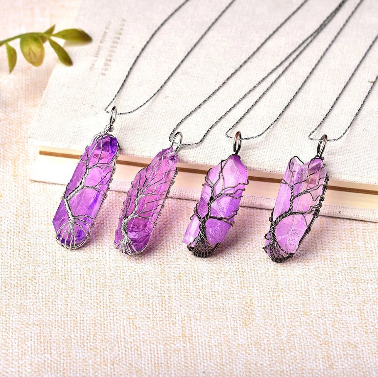 Pendentif Arbre de Vie en Améthyste Naturelle