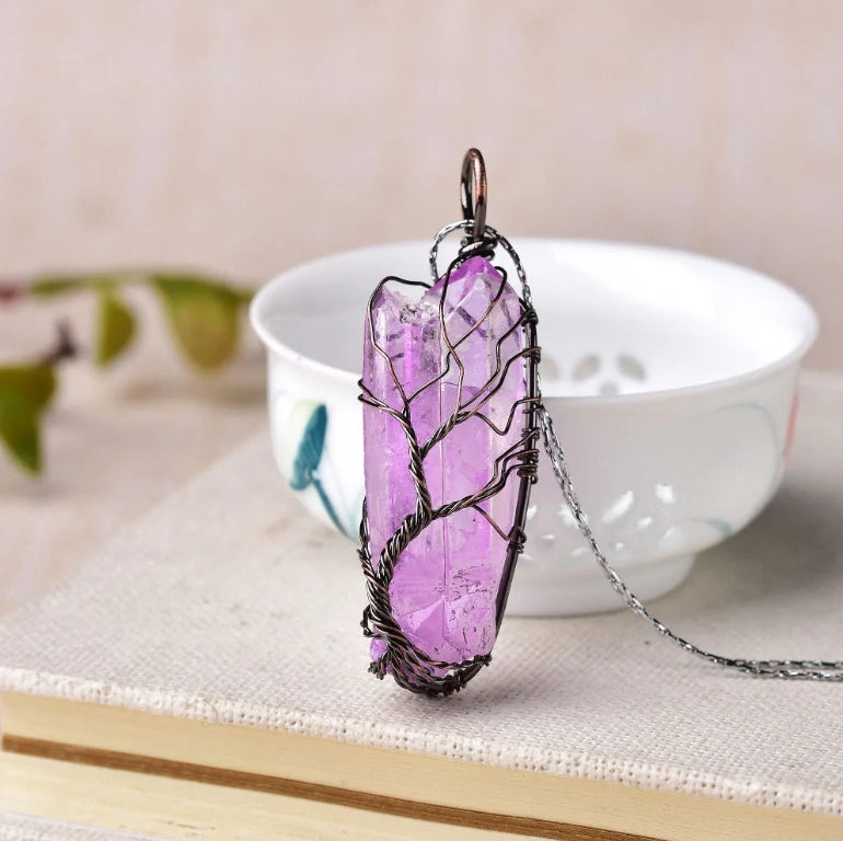 Pendentif Arbre de Vie en Améthyste Naturelle